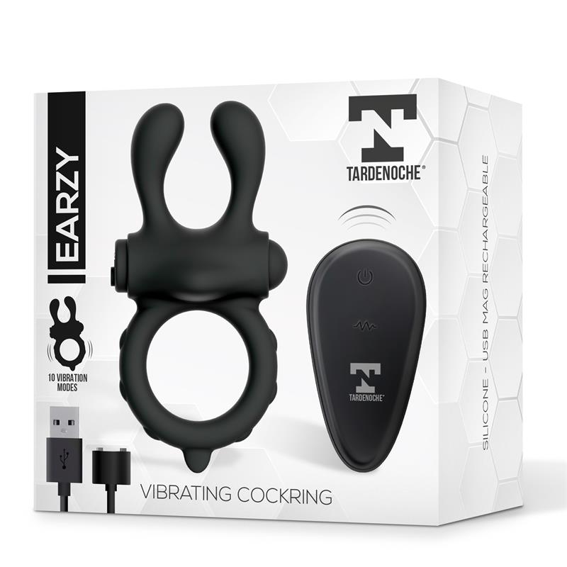 TARDENOCHE Earzy Anillo Vibrador con Control Remoto USB Magnético Silicona