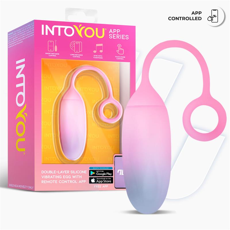 INTOYOU APP SERIES Huevo Silicona Doble Capa con APP Azul/Rosa