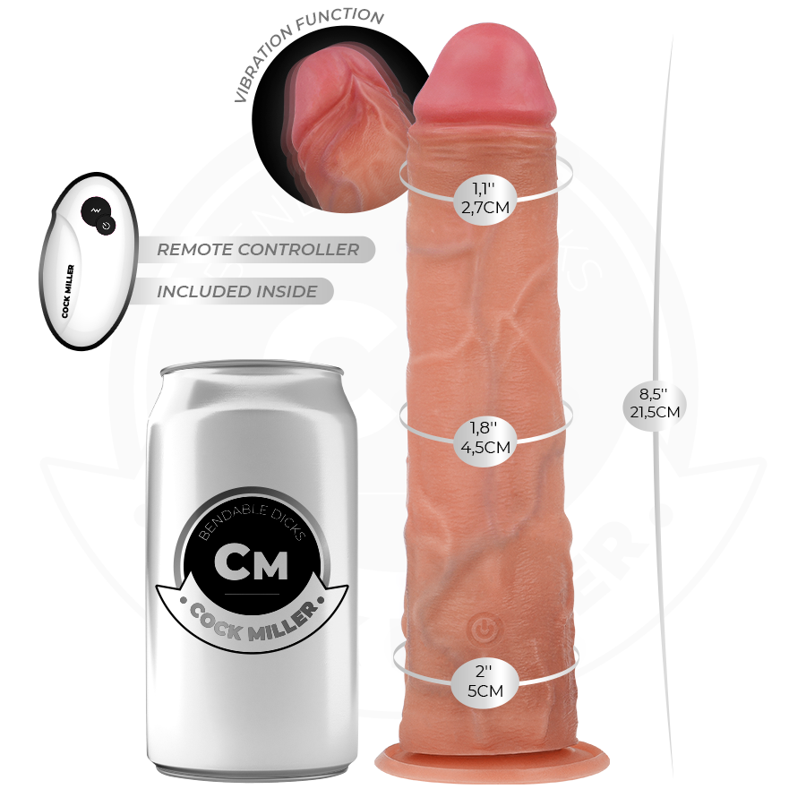 COCK MILLER - DILDO REALISTA CON VENTOSA Y VIBRACIÓN CON CONTROL REMOTO 21,5 CM