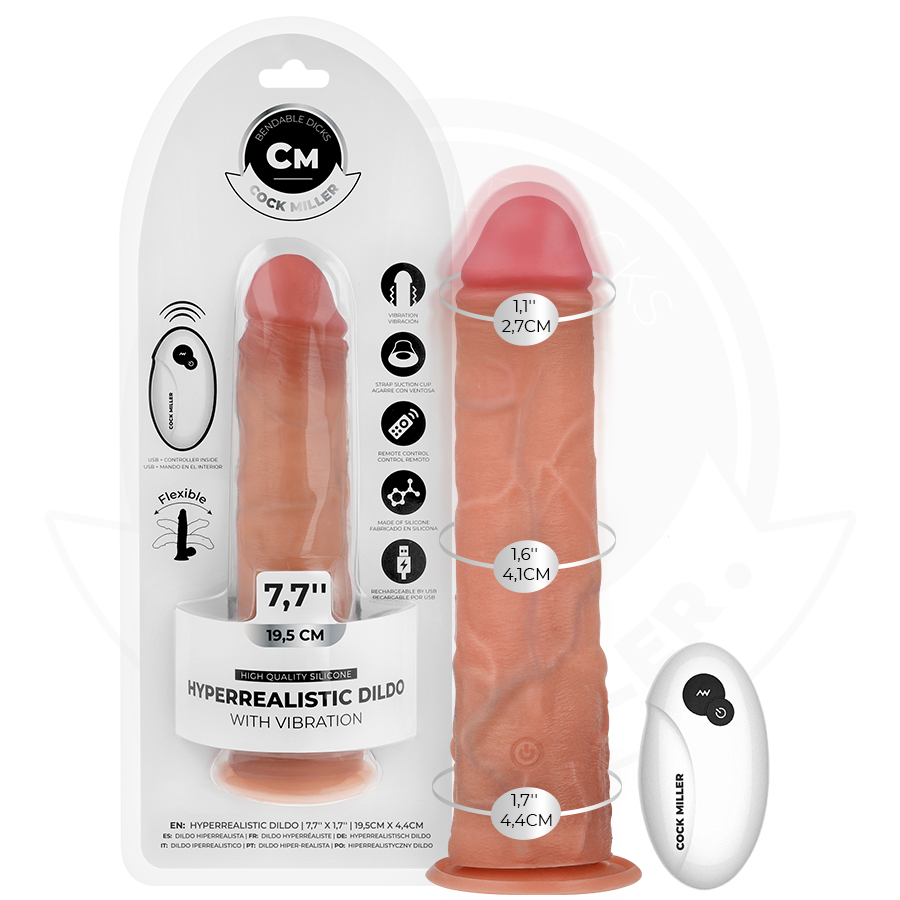 COCK MILLER - DILDO REALISTA CON VENTOSA Y VIBRACIÓN CON CONTROL REMOTO 19,5 CM