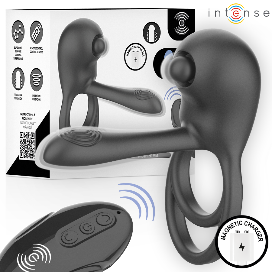 INTENSO - ANILLO VIBRATORIO PARA PENE CON CONTROL REMOTO SPIKE