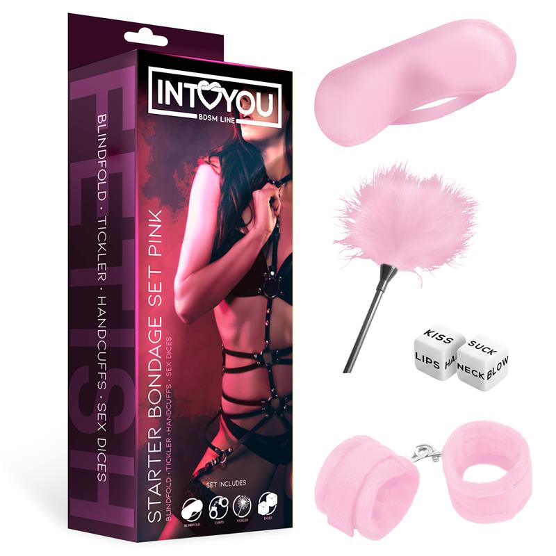 INTOYOU BDSM LINE Kit de Bondage para Principiantes Starters 4 Piezas Rosa