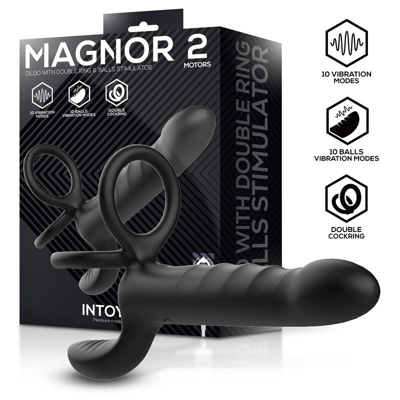 INTOYOU Magnor Dildo con Anillo Doble y Estimulador de Testículos