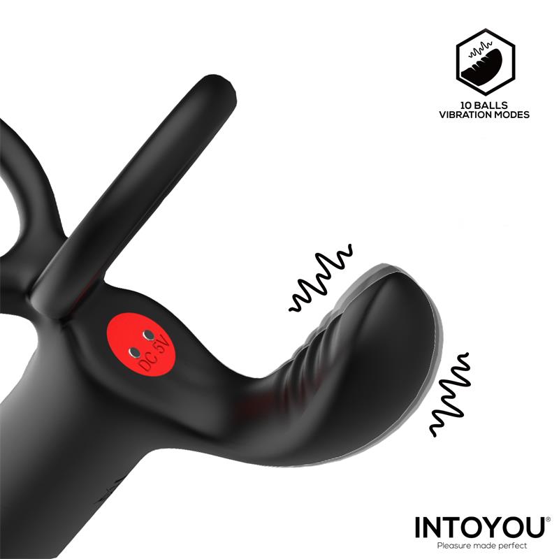 INTOYOU Magnor Dildo con Anillo Doble y Estimulador de Testículos