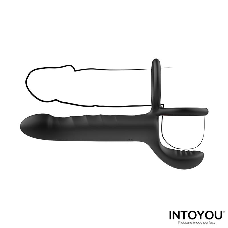 INTOYOU Magnor Dildo con Anillo Doble y Estimulador de Testículos