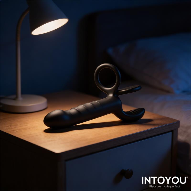INTOYOU Magnor Dildo con Anillo Doble y Estimulador de Testículos