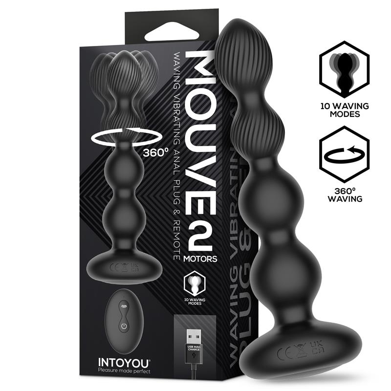 INTOYOU Mouve Plug Anal con Waving y Vibración con Control Remoto 2 Motores