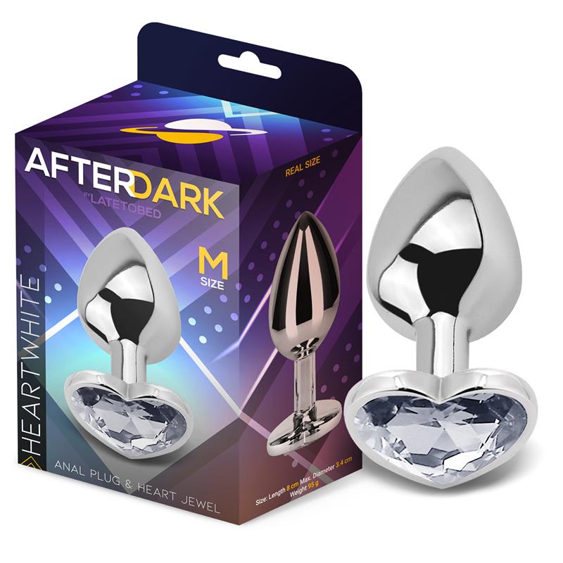 AFTERDARK Plug Anal con Joya de Corazón Blanco Talla M