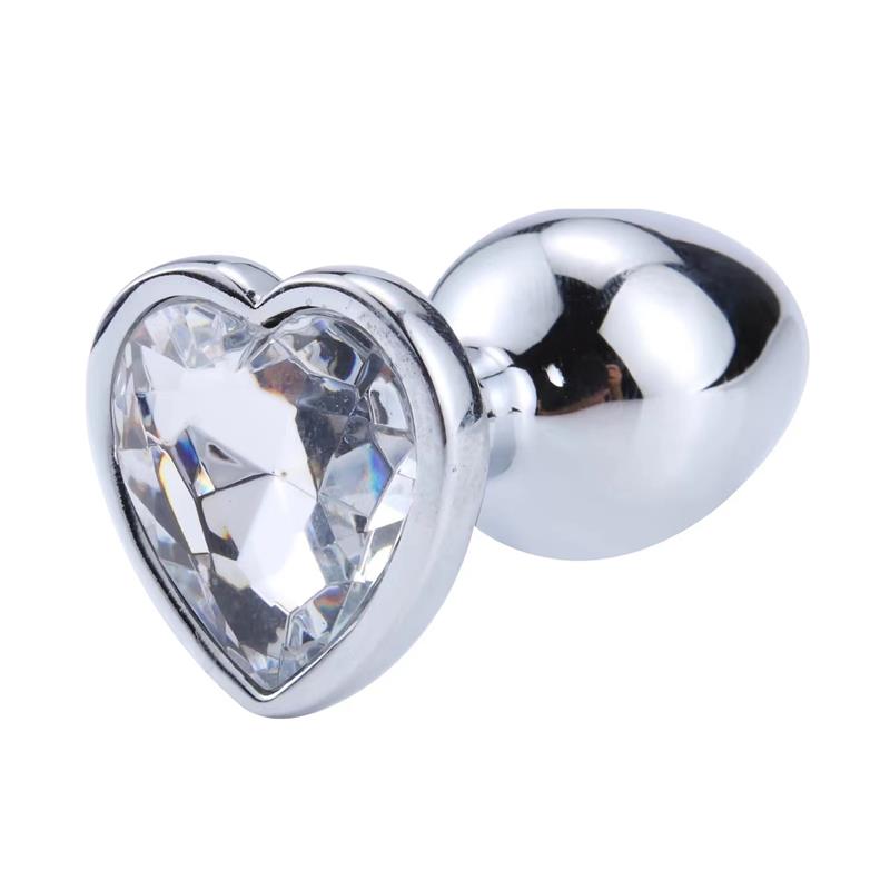 AFTERDARK Plug Anal con Joya de Corazón Blanco Talla M