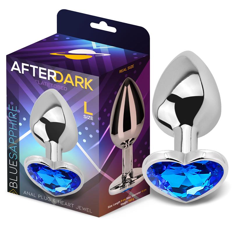 AFTERDARK Plug Anal con Joya de Corazón Blue Sapphire Talla L