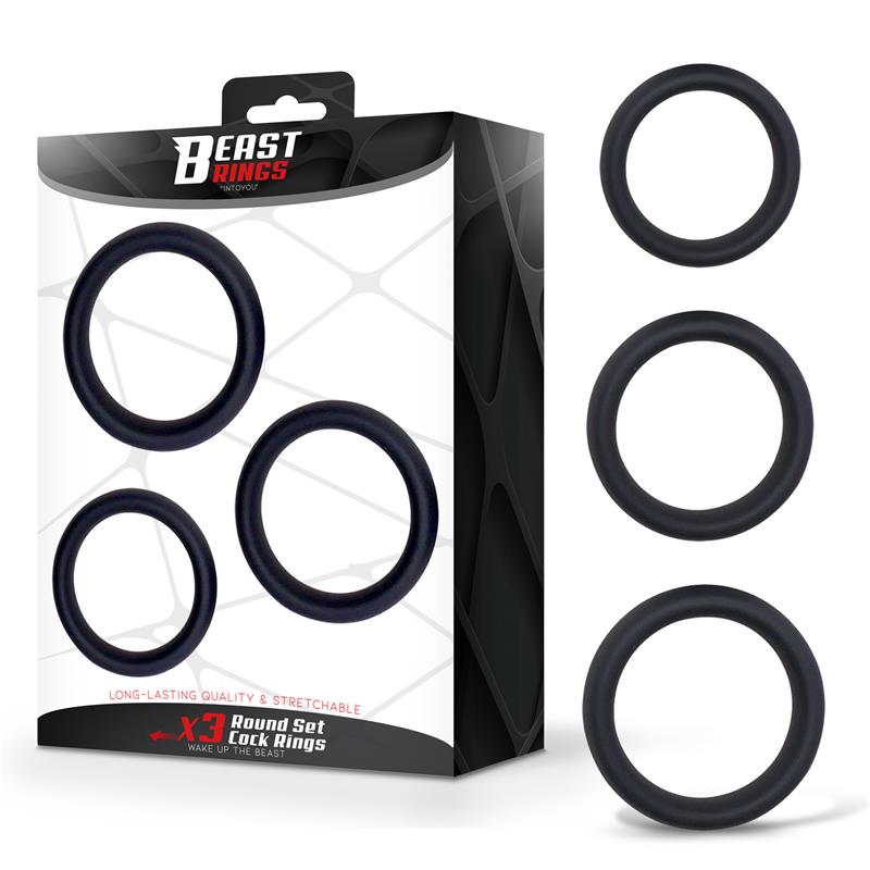 BEAST RINGS Set de 3 Anillos para el Pene Silicona S M y L