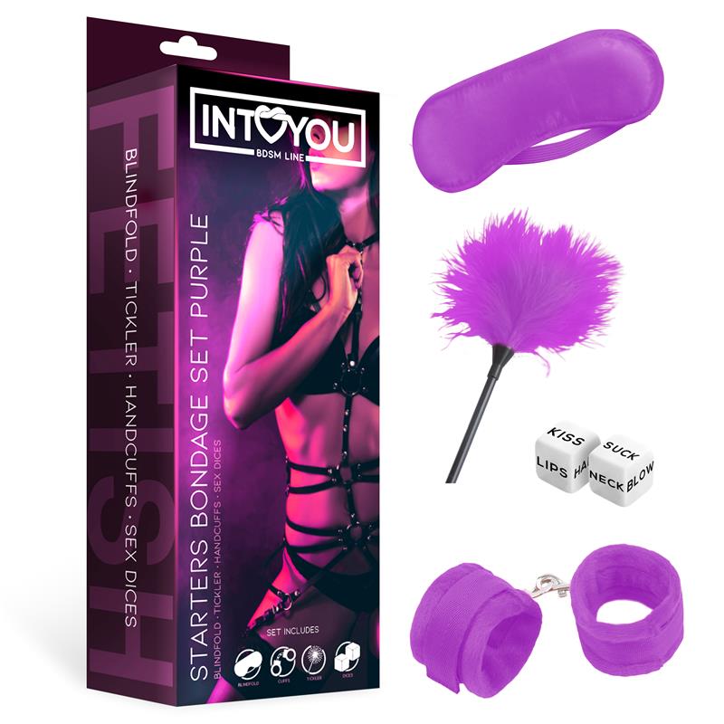 INTOYOU BDSM LINE Set de Bondage para Principiantes Starters 4 Piezas Púrpura