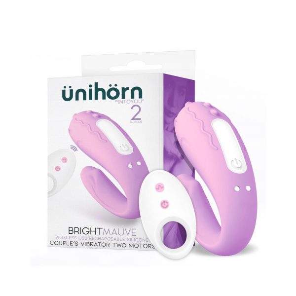 ÜNIHÖRN BRIGHTMAUVE VIBRADOR PARA PAREJAS DOBLE MOTOR CONTROL REMOTO USB SILICONA