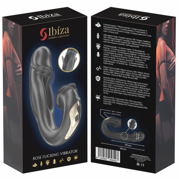 VIBRADOR ROSE EFECTO DE RELOJ Y ESTIMULADOR DE CLÍTORIS IBIZA D-242827