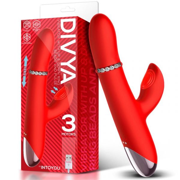 INTOYOU DIVYA VIBRADOR CON ARO DE BOLAS INTERNAS UP AND DOWN Y PULSACIÓN 3 MOTORES INDEPENDIENTES USB