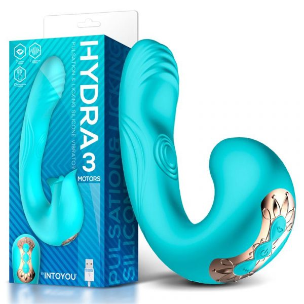 INTOYOU HYDRA VIBRADOR CON PULSACIÓN Y LENGUA ESTIMULADORA DE CLÍTORIS 3 MOTORES USB