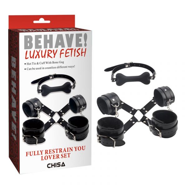 SET DE BONDAGE CON MORDAZA DE HUESO Y RESTRICCIONES – PARA JUEGOS BDSM INTENSOS CHISA KIT RESTRICCIONES YOU LOVER SILICONA