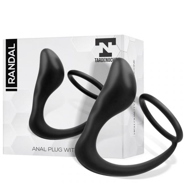 PLUG ANAL CON ANILLO PARA EL PENE SILICONA NEGRO TARDENOCHE RANDAL