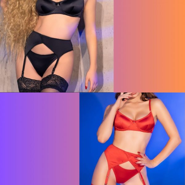 LENCERIA CONJUNTO CR-4670 CHILIROSE ROJO Y NEGRO