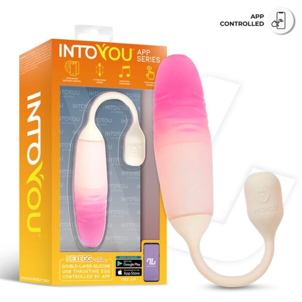 NTOYOU APP SERIES NexEgg Motion Huevo Vibrador con Thrusting App Beige/Rosa